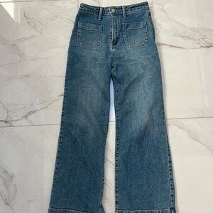 Just Black High-Rise Wide Leg Jeans in Medium Blue Wash